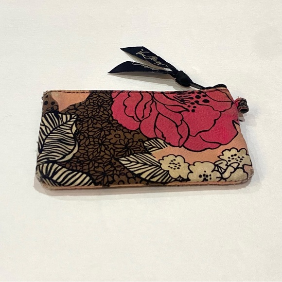 VERA BRADLEY Retired Mocha Rouge Floral Zip ID Card Holder Case Pouch Wallet - Picture 3 of 5
